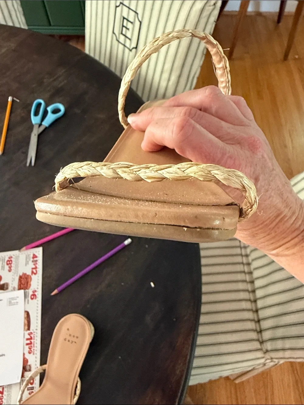 a new day Braided-Strap Neutral Block Heel Sandals size 9.5, raffia, minimal 👀